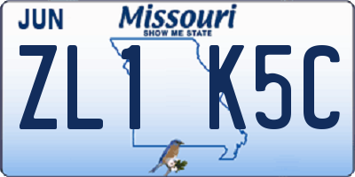 MO license plate ZL1K5C