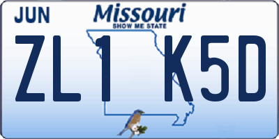 MO license plate ZL1K5D