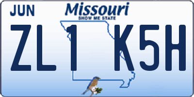 MO license plate ZL1K5H