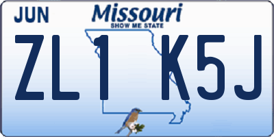 MO license plate ZL1K5J