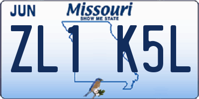MO license plate ZL1K5L