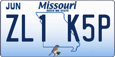 MO license plate ZL1K5P