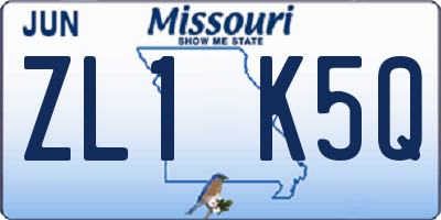 MO license plate ZL1K5Q