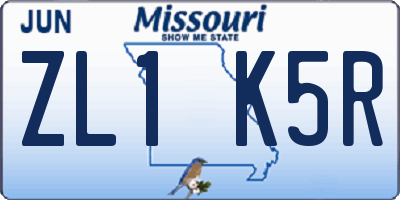 MO license plate ZL1K5R