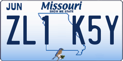 MO license plate ZL1K5Y