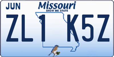 MO license plate ZL1K5Z