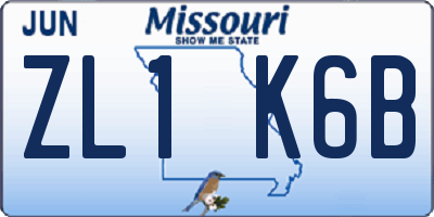 MO license plate ZL1K6B