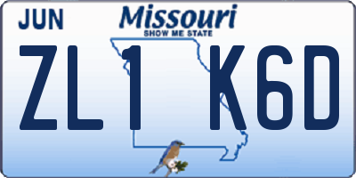 MO license plate ZL1K6D
