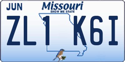 MO license plate ZL1K6I