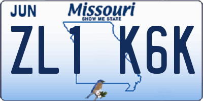 MO license plate ZL1K6K