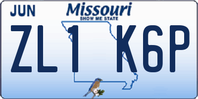 MO license plate ZL1K6P