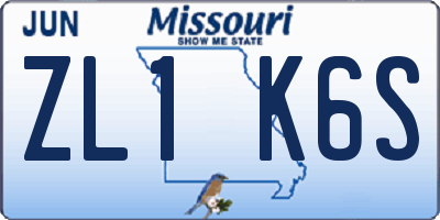 MO license plate ZL1K6S