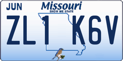 MO license plate ZL1K6V