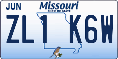 MO license plate ZL1K6W