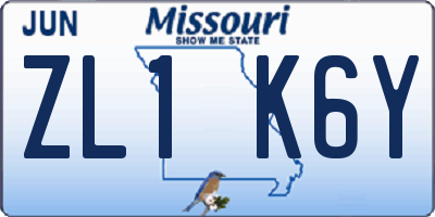 MO license plate ZL1K6Y