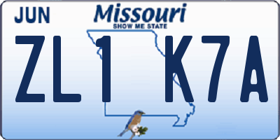 MO license plate ZL1K7A