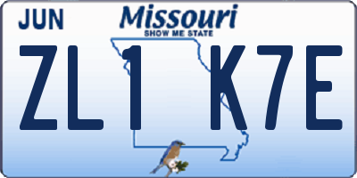MO license plate ZL1K7E