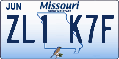 MO license plate ZL1K7F