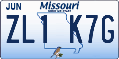 MO license plate ZL1K7G