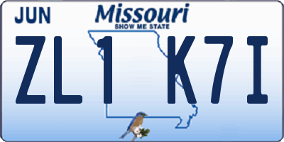 MO license plate ZL1K7I