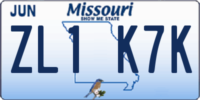 MO license plate ZL1K7K