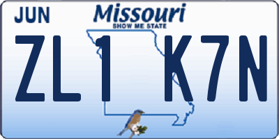 MO license plate ZL1K7N