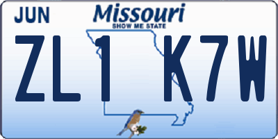 MO license plate ZL1K7W