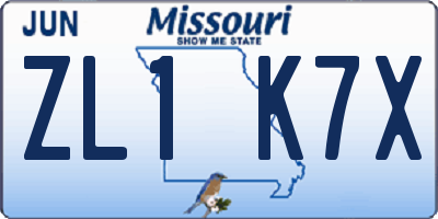 MO license plate ZL1K7X