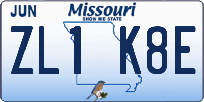 MO license plate ZL1K8E