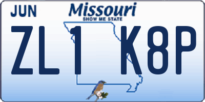 MO license plate ZL1K8P