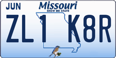 MO license plate ZL1K8R