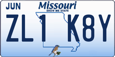 MO license plate ZL1K8Y