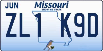 MO license plate ZL1K9D