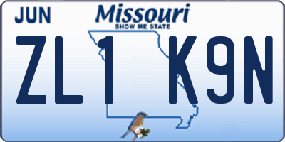 MO license plate ZL1K9N