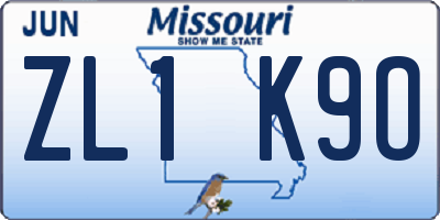 MO license plate ZL1K9O