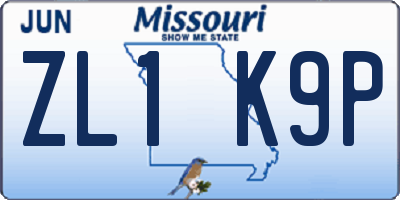 MO license plate ZL1K9P