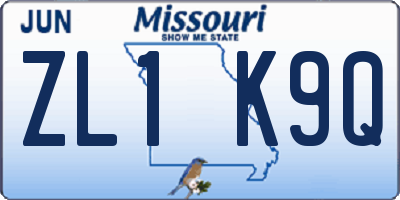 MO license plate ZL1K9Q