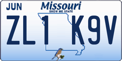 MO license plate ZL1K9V