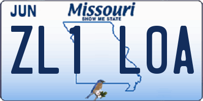 MO license plate ZL1L0A