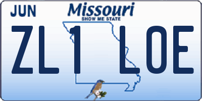MO license plate ZL1L0E