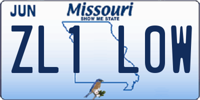 MO license plate ZL1L0W