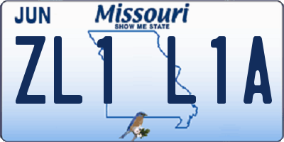 MO license plate ZL1L1A
