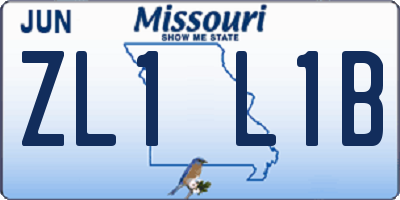 MO license plate ZL1L1B