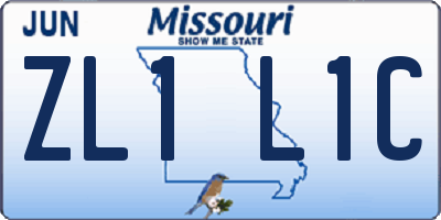 MO license plate ZL1L1C
