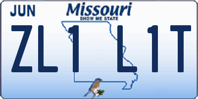 MO license plate ZL1L1T