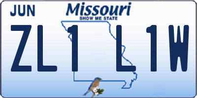 MO license plate ZL1L1W