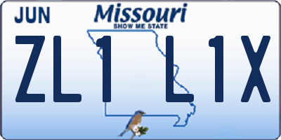 MO license plate ZL1L1X