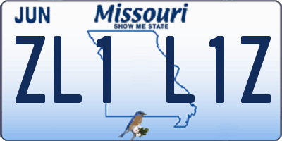 MO license plate ZL1L1Z