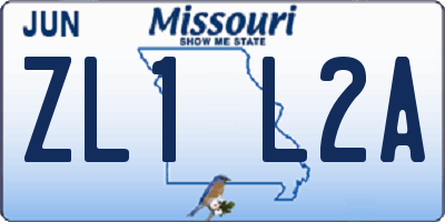 MO license plate ZL1L2A