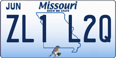 MO license plate ZL1L2Q